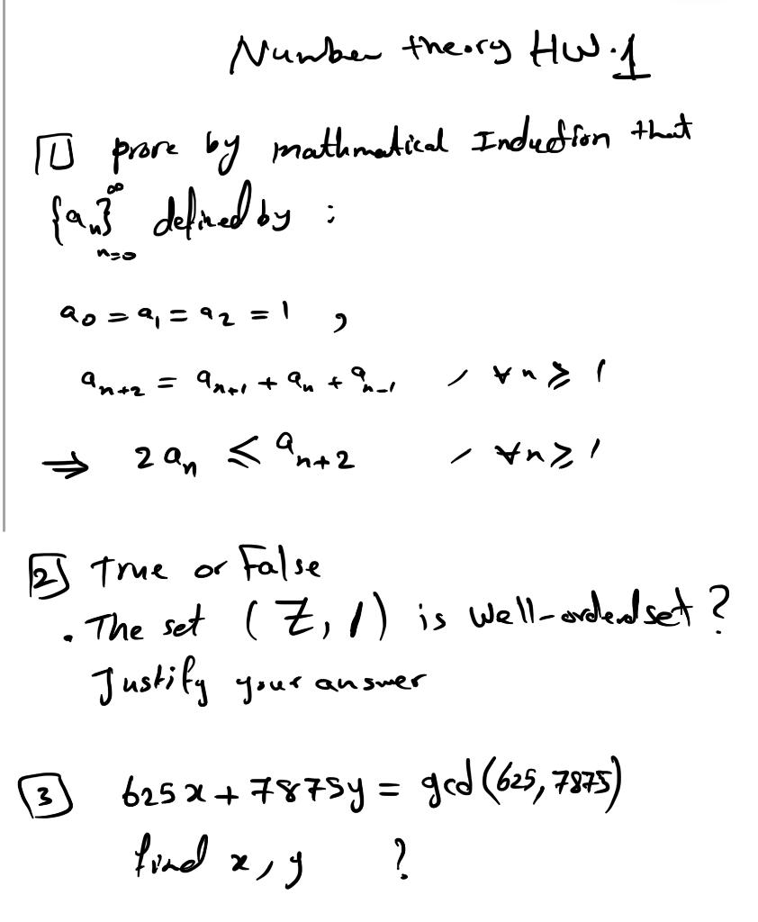 Solved Number theory HW 1 To prore by mathmatical Induction | Chegg.com