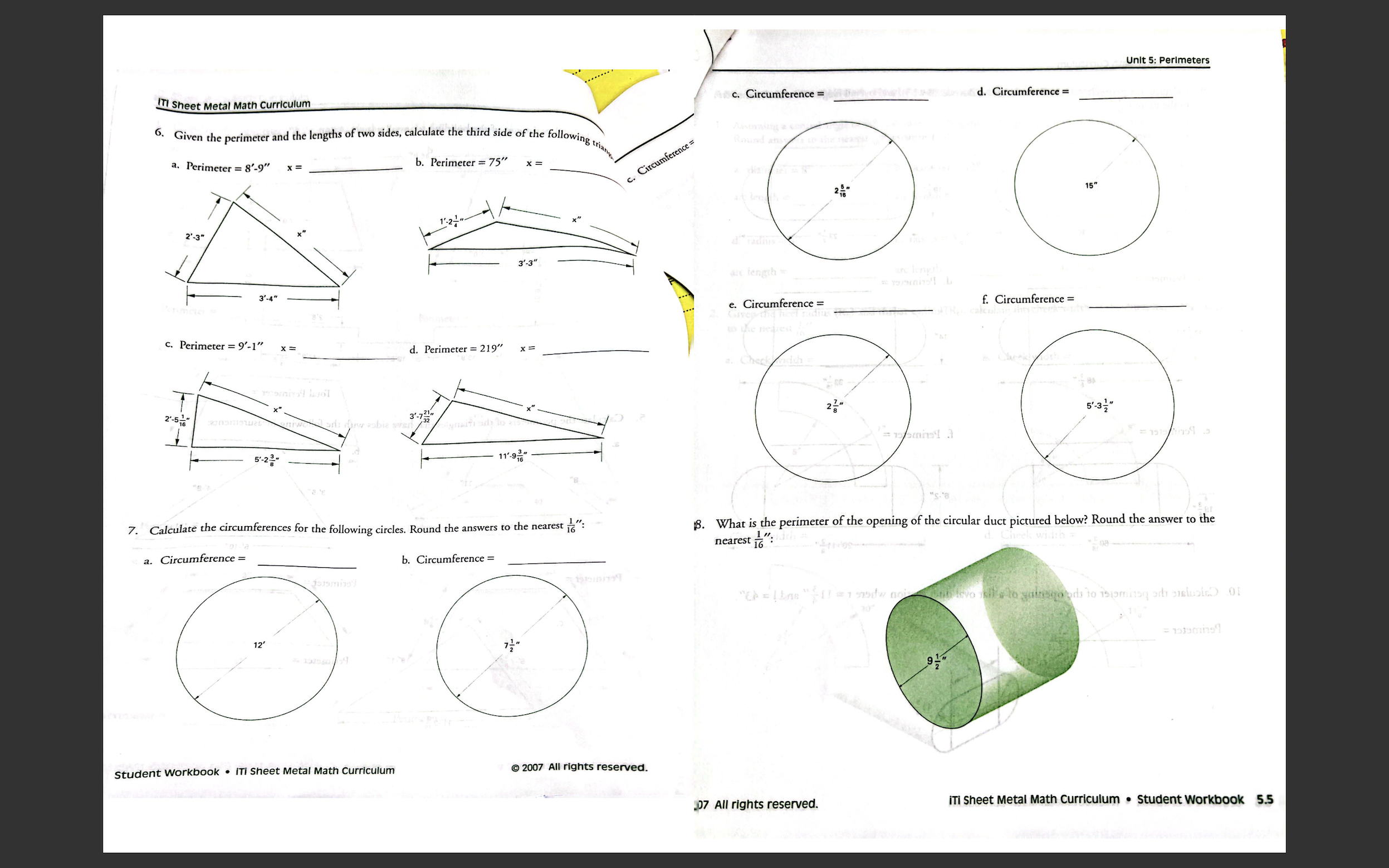 Solved 6. Given the perimeter and the lengths of two sides, | Chegg.com