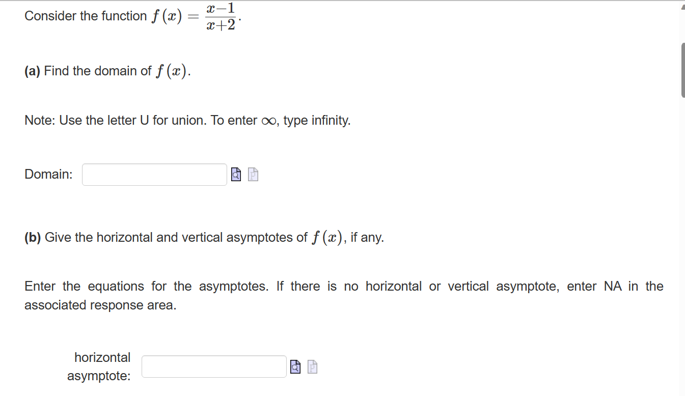 Solved Consider the function f(x)=x+2x−1. (a) Find the | Chegg.com