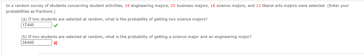 Solved In a random survey of students concerning student | Chegg.com