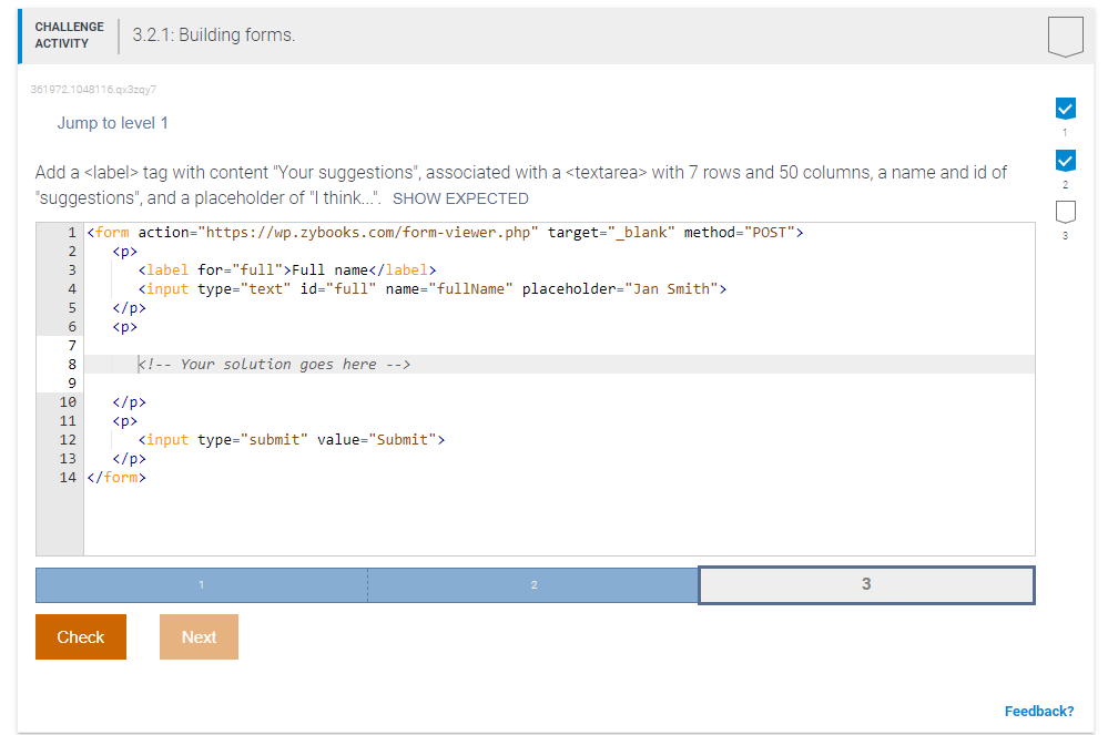 Solved CHALLENGE ACTIVITY 3.2.1: Building forms. | Chegg.com