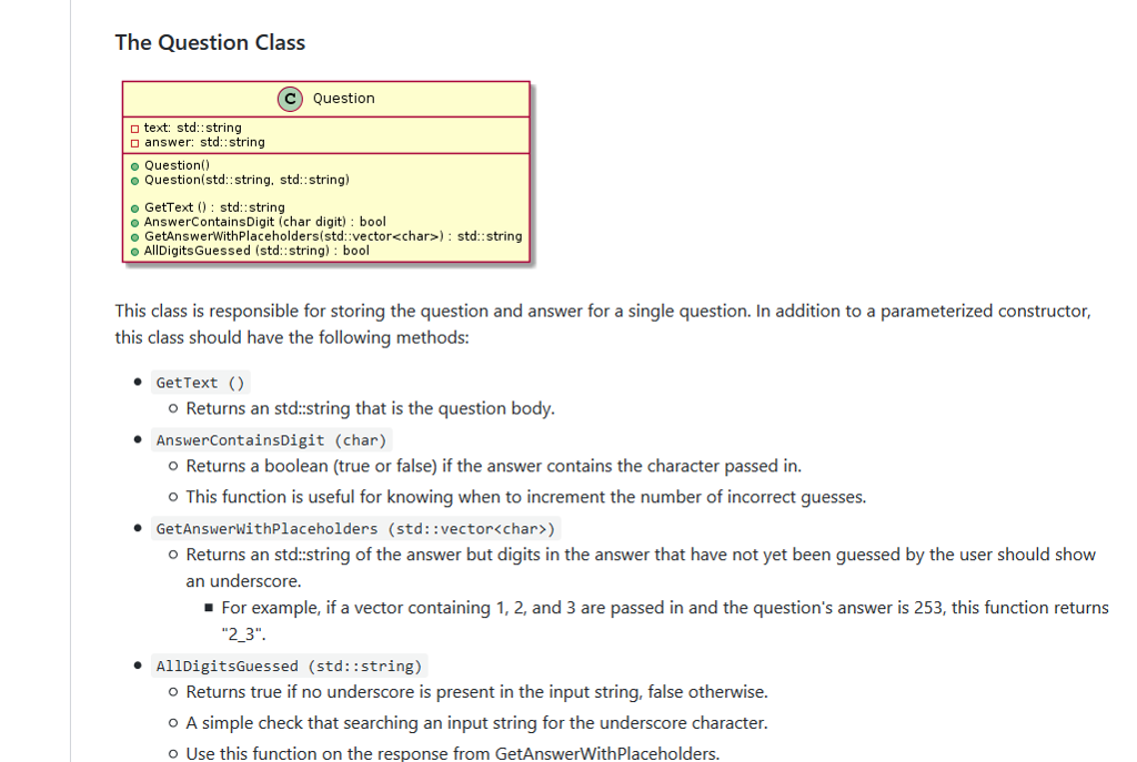 Solved I need help writing this question class and the game | Chegg.com