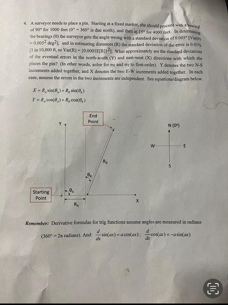 4. A Surveyor Needs To Place A Pin. Starting At A | Chegg.com