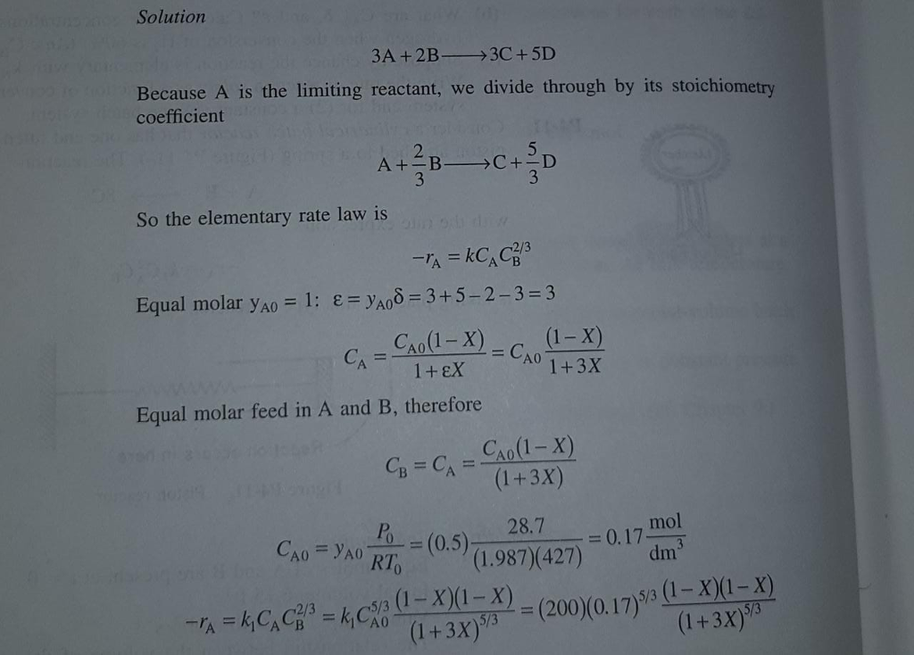 Solved Solution 3A +2B3C+5D Because A is the limiting | Chegg.com
