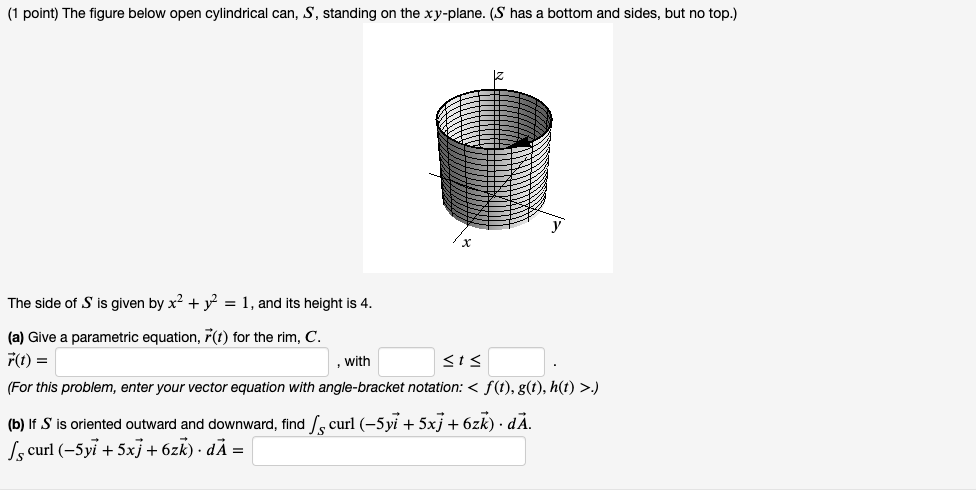 Solved (1 Point) The Figure Below Open Cylindrical Can, S, | Chegg.com