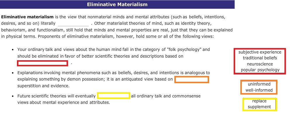 eliminative materialism essay