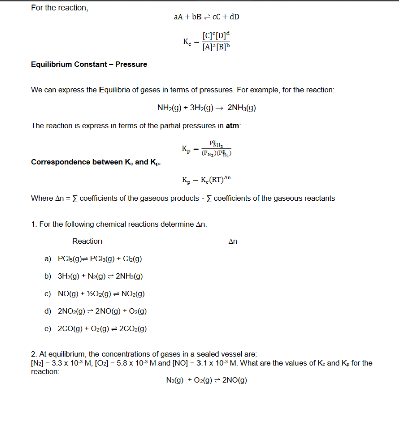 Solved For the reaction, aA + bB = CC + dD K. - Al[B]" | Chegg.com