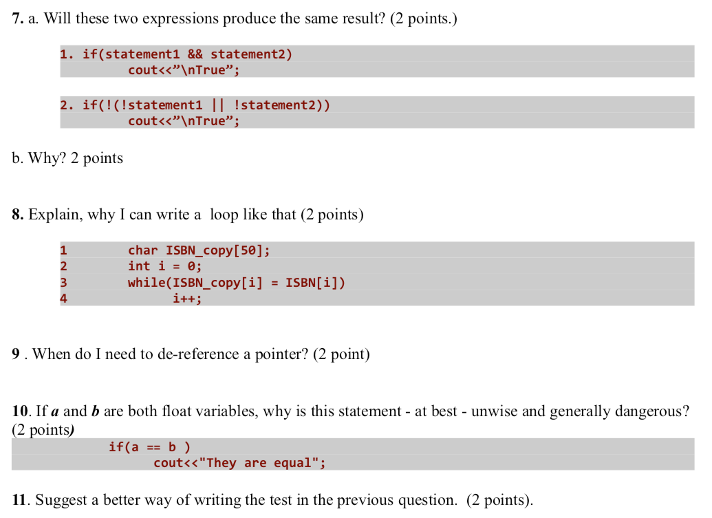 Solved 6. I have the following piece of code to check | Chegg.com
