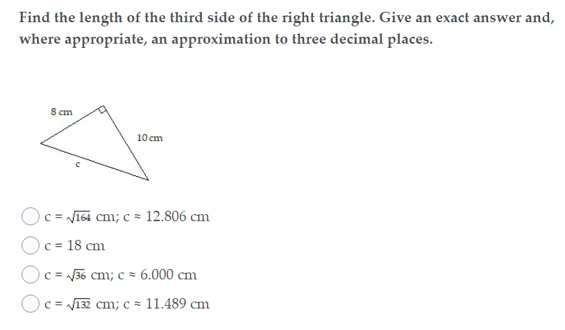 Solved Find the length of the third side of the right | Chegg.com