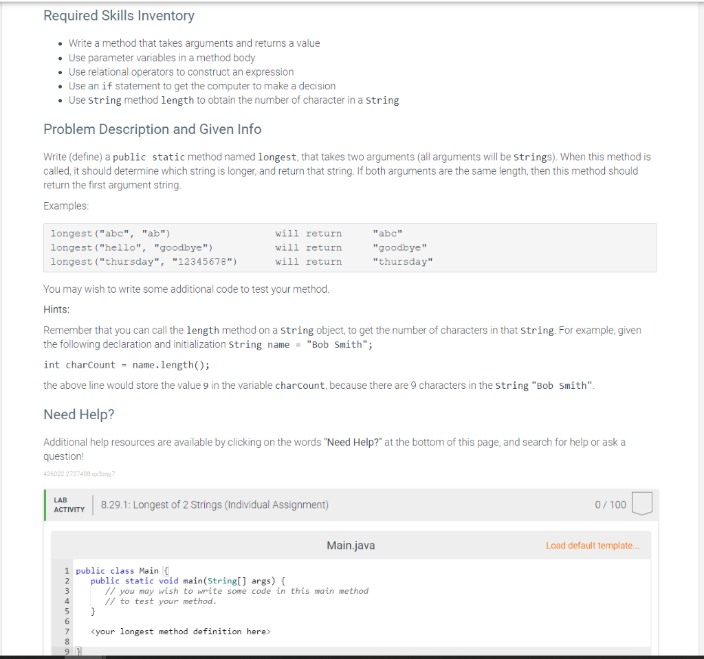 Solved Required Skills Inventory - Write a method that takes | Chegg.com