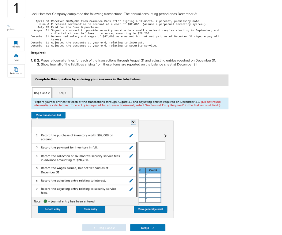 Solved 1 10 points Jack Hammer Company completed the