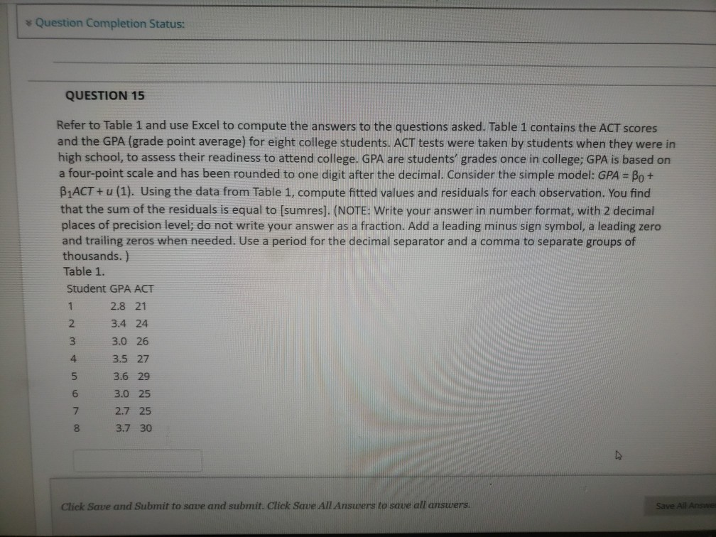 Solved * Question Completion Status: QUESTION 15 Refer to | Chegg.com