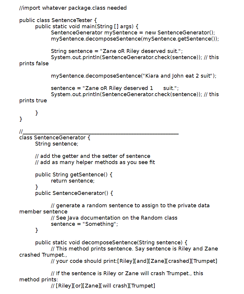 I need a java code that is a random sentence | Chegg.com