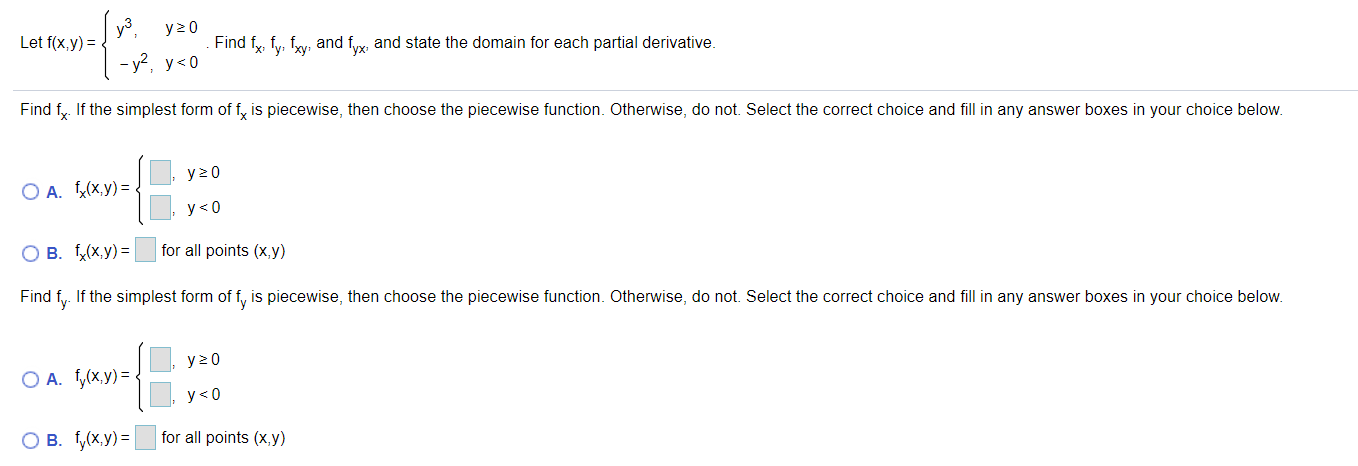 Solved Yo Y20 Let Fxy Find Fx Fy Fxy And Fyx And 5920