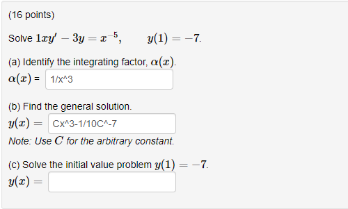 16 Points Solve 1xy 3y X 5 Y 1 7 A Chegg Com