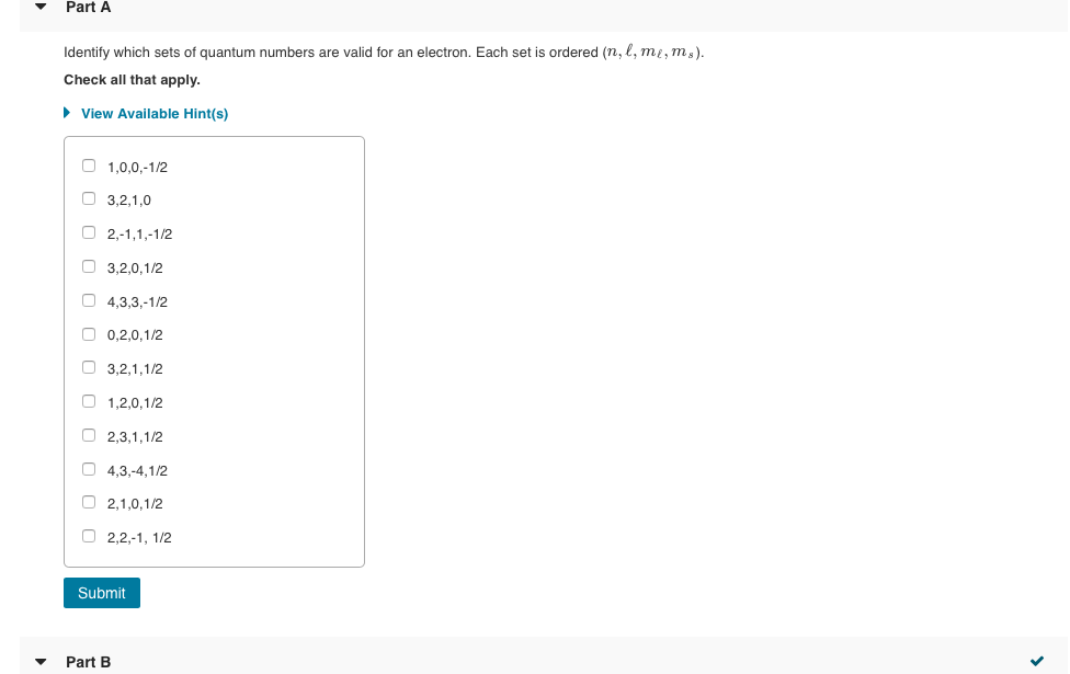 Solved Part A Select the correct electron configurations | Chegg.com