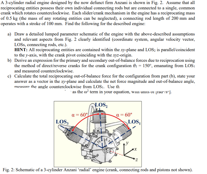 Solved A 3-cylinder radial engine designed by the now | Chegg.com