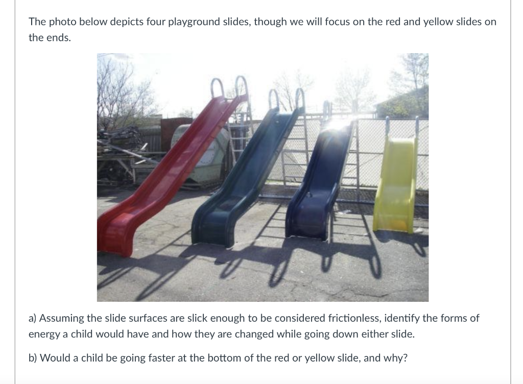 Solved The photo below depicts four playground slides,