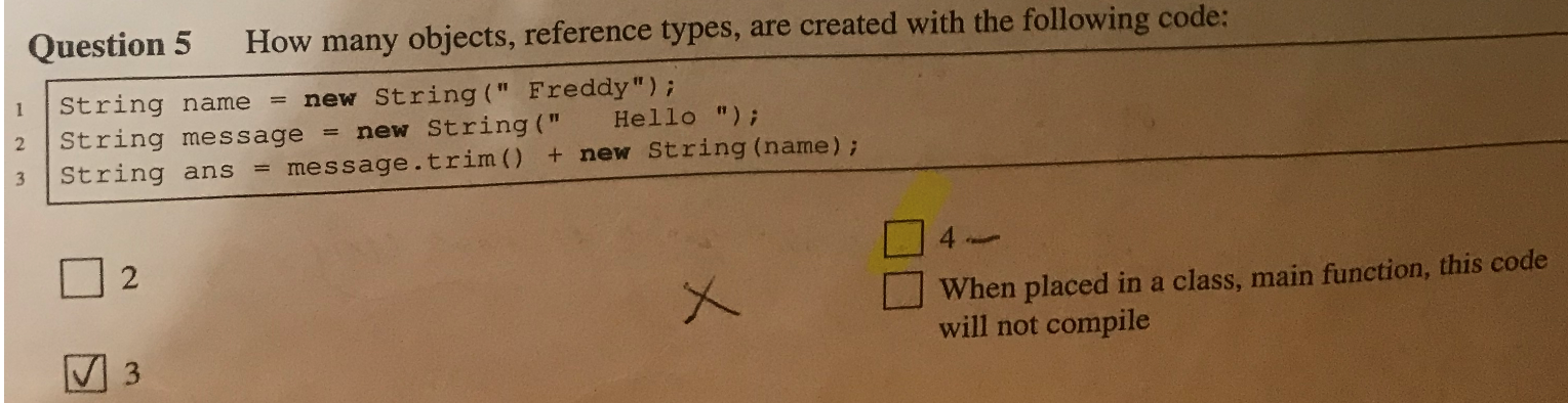 Solved Question 5 How many objects, reference types, are | Chegg.com