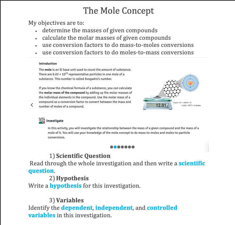 sø Velsigne Ære The Mole Concept My objectives are to: determine the | Chegg.com