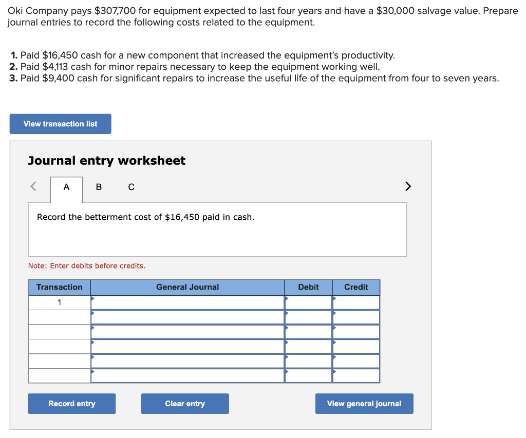 Solved Oki Company pays 307,700 for equipment expected to