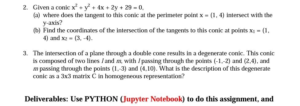 Use PYTHON (Jupyter Notebook) to do this | Chegg.com