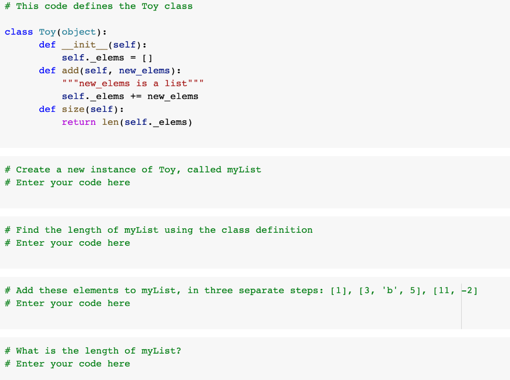 Solved # This code defines the Toy class class Toy (object): | Chegg.com