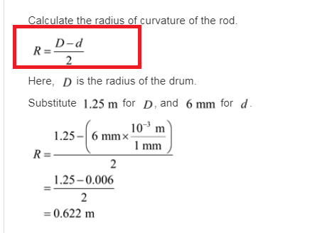 Rod Radius Calculation Solved I have a question and its answer but one of its step | Chegg.com