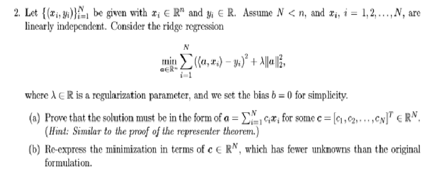 2. Let { (zi,yinai be given with xi E Rn and yi E R. | Chegg.com