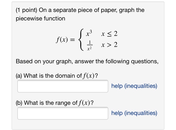 Solved (1 point) On a separate piece of paper, graph the | Chegg.com