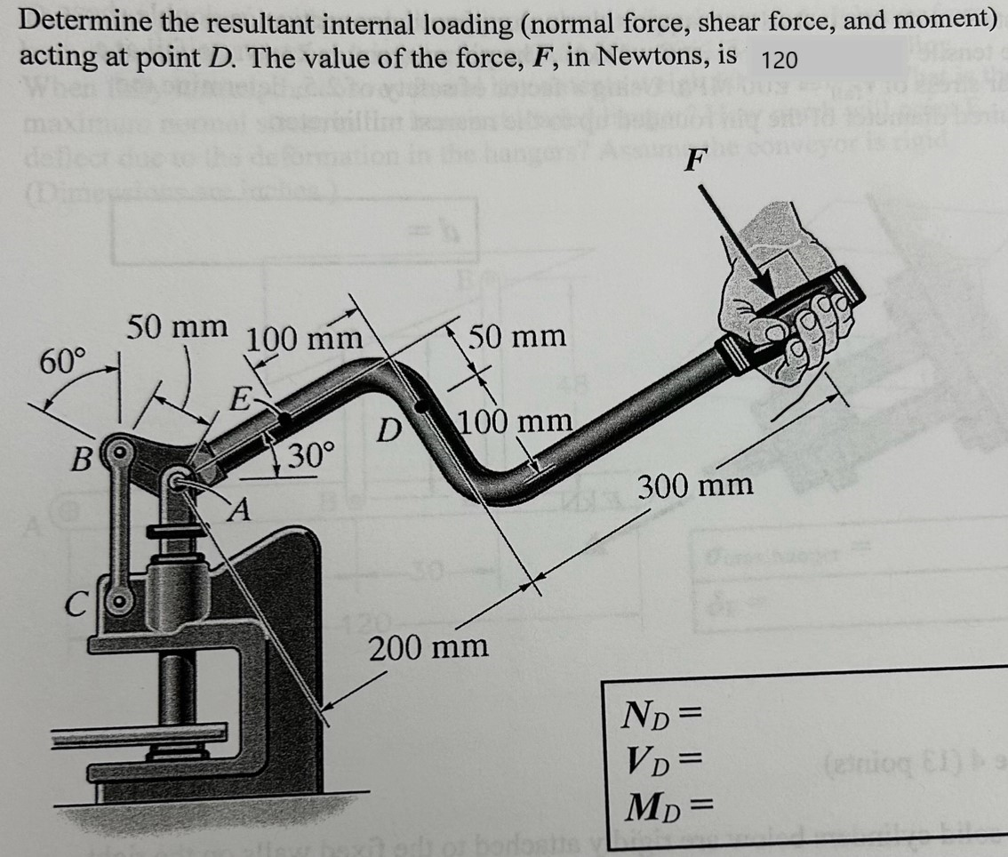 Solved Determine the resultant internal loading (normal | Chegg.com
