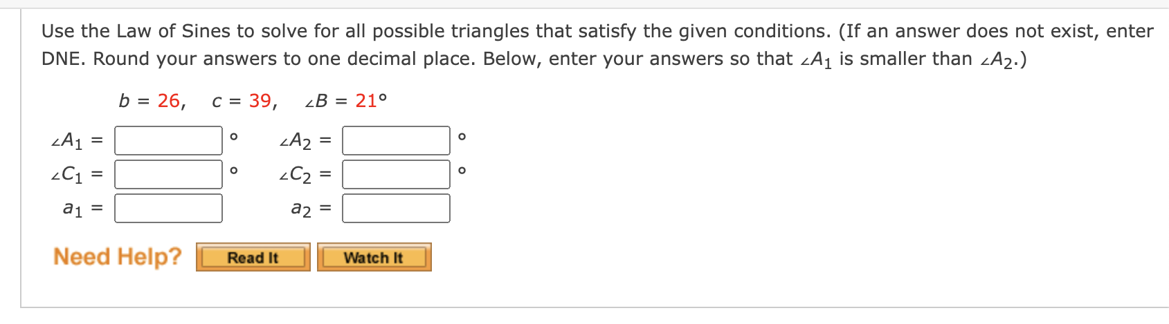 Solved Use The Law Of Sines To Solve For All Possible | Chegg.com ...