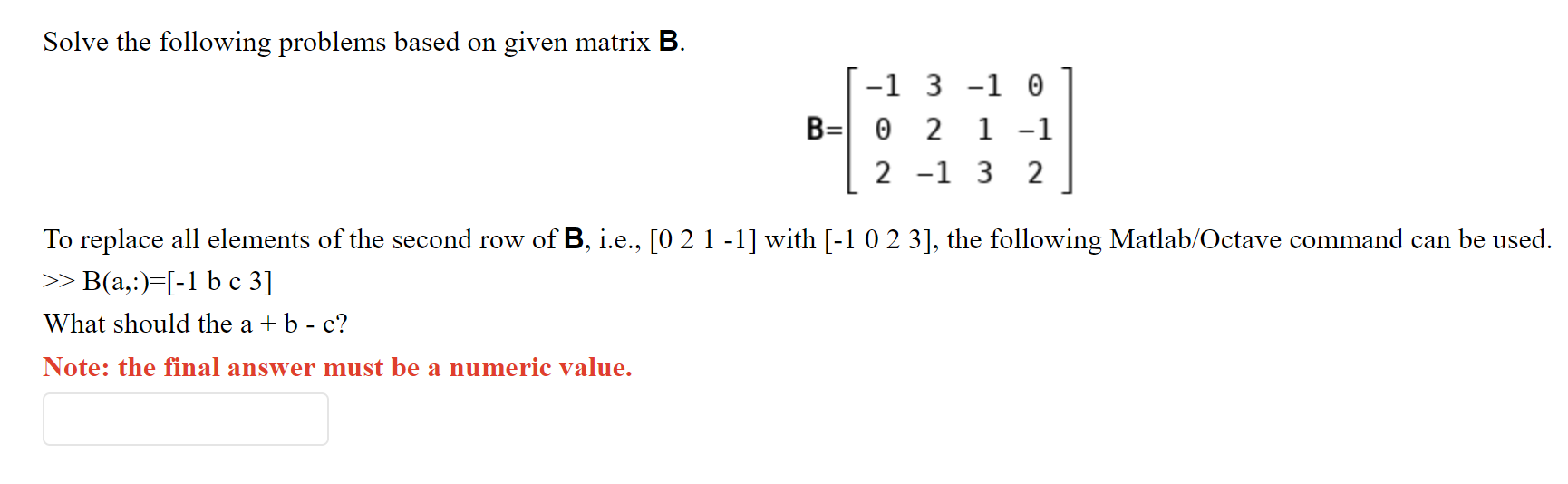 Solved Solve The Following Problems Based On Given Matrix B. | Chegg.com