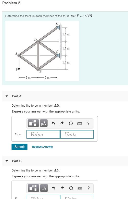 Solved Problem 2 Determine The Force In Each Member Of The | Chegg.com