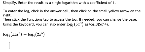 Solved Simplify. Enter the result as a single logarithm with | Chegg.com