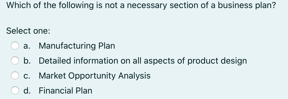 Solved Which of the following is not a necessary section of | Chegg.com