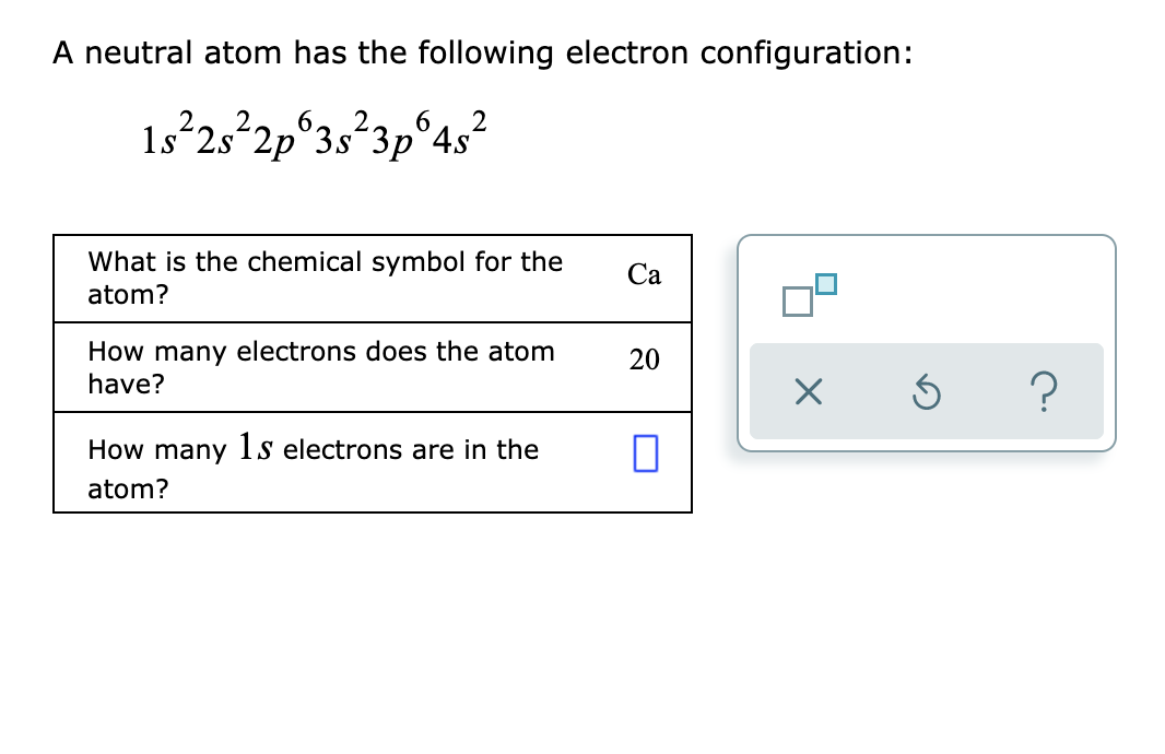 Solved A neutral atom has the following electron