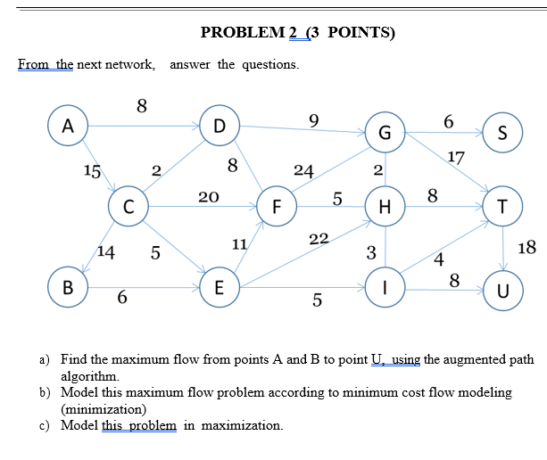 PROBLEM 2 (3 POINTS) From the next network, answer | Chegg.com