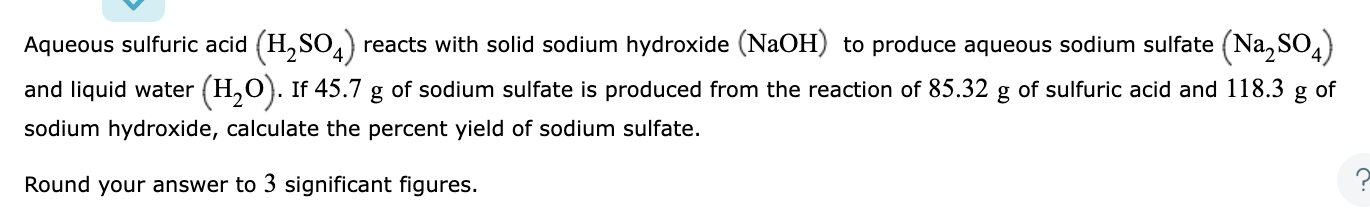 Solved Aqueous sulfuric acid (H2SO4) reacts with solid | Chegg.com