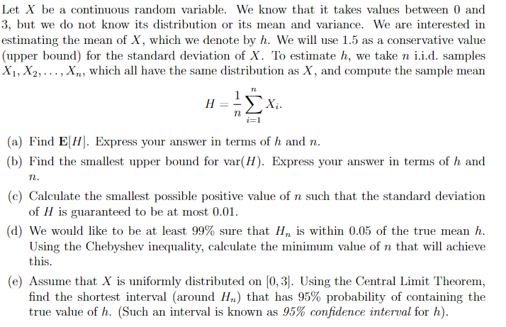 Solved Let X Be A Continuous Random Variable We Know That 4065