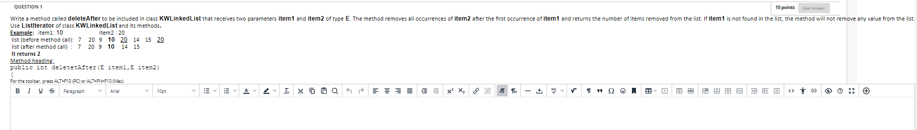 Solved QUESTION 1 10 points Save Answer Write a method | Chegg.com