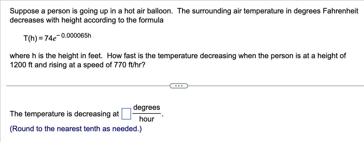 Solved Suppose A Person Is Going Up In A Hot Air Balloon. | Chegg.com