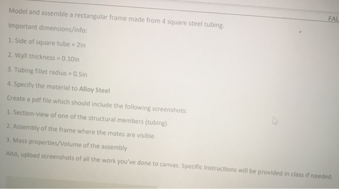 Solved Model and assemble a rectangular frame made from 4 | Chegg.com