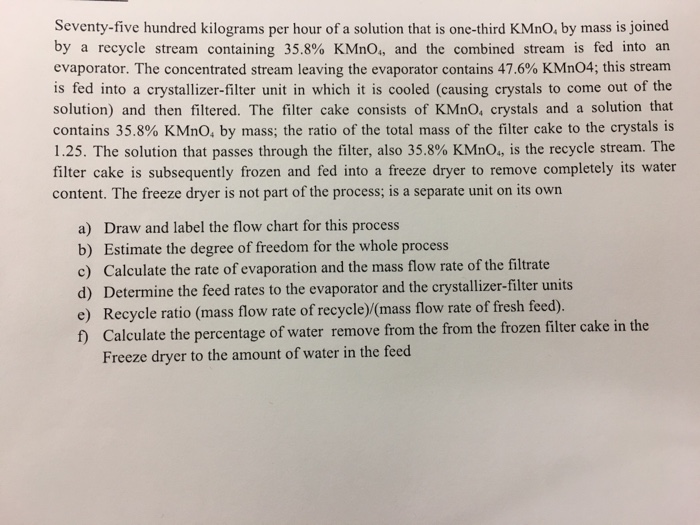 Solved Material and Energy Balance Question. PLEASE answer