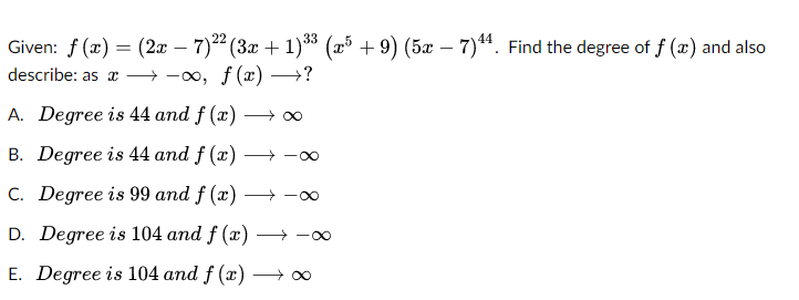 Solved ~ Given: f(x) = (2x – 7)22 (3x + 1)33 (x3 + 9) (5x – | Chegg.com