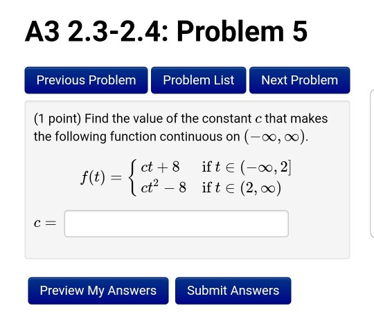 Solved A3 2.3-2.4: Problem 3 Previous Problem Problem List | Chegg.com