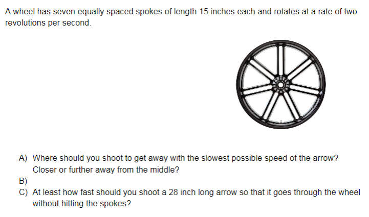 Solved A wheel has seven equally spaced spokes of length 15