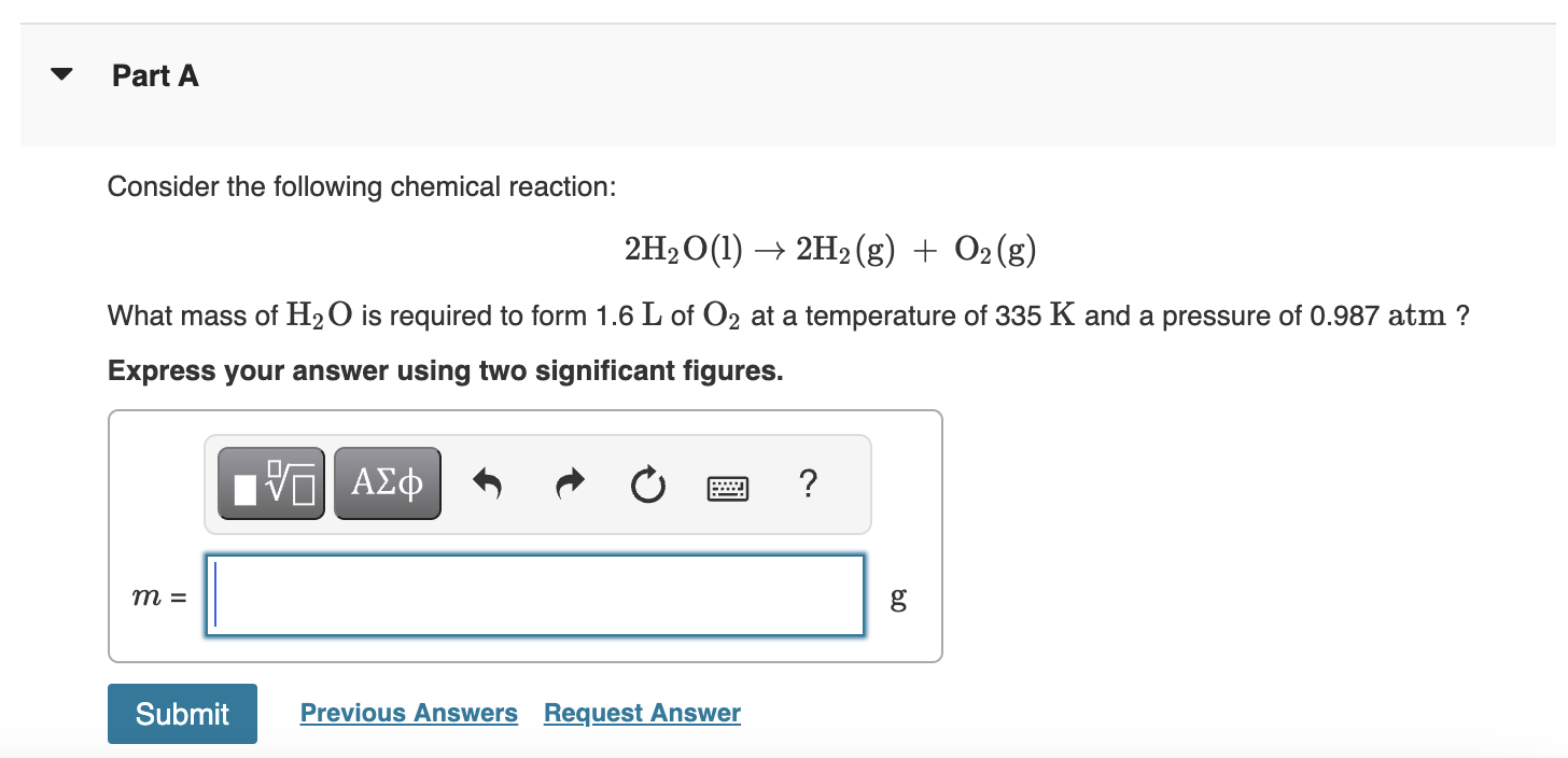 Solved Consider the following chemical reaction: | Chegg.com