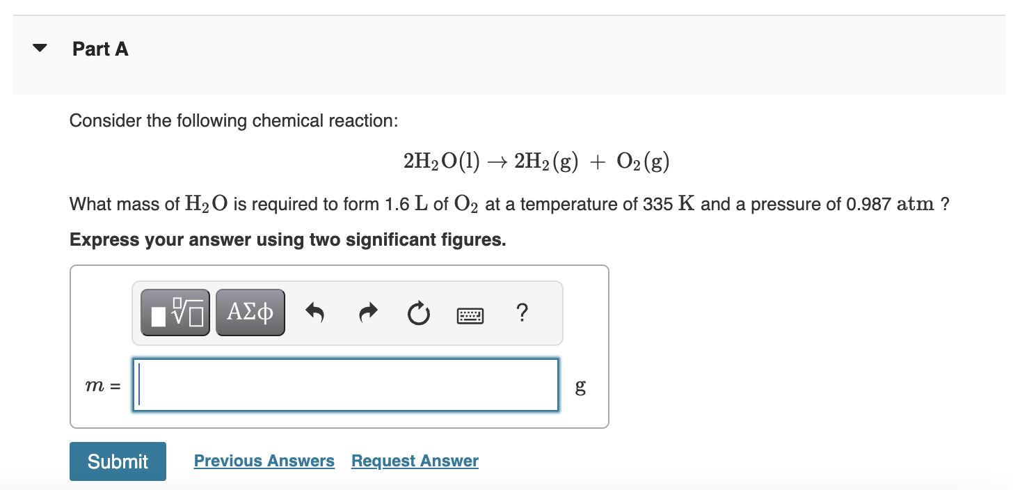 Solved Consider The Following Chemical Reaction: | Chegg.com