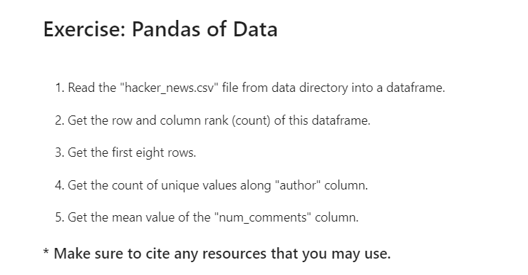 Solved Exercise Pandas of Data 1. Read the Chegg